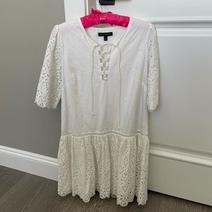 BANANA REPUBLIC white eyelet lace up mini dress